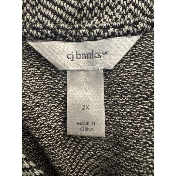 Black & White Chevron Knit Knot Midi Dress Size 2X 18 20 Fall Winter Plus Size - Picture 4 of 8